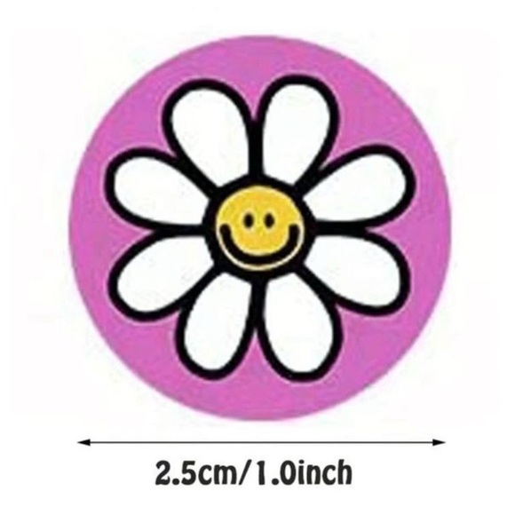 🌼COLORFUL DAISY🌼 500pcs ROUND STICKER ROLL 🌟NWT🌟 - Picture 2 of 6